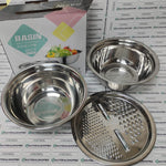 3-in-1 মাল্টি-ফাংশনাল স্টেইনলেস স্টিল বোল সেট ( সবজি কাটা , ধোওয়া , মিক্সিং সেট) | 3-in-1 Vegetable Cutter with Drain Basket