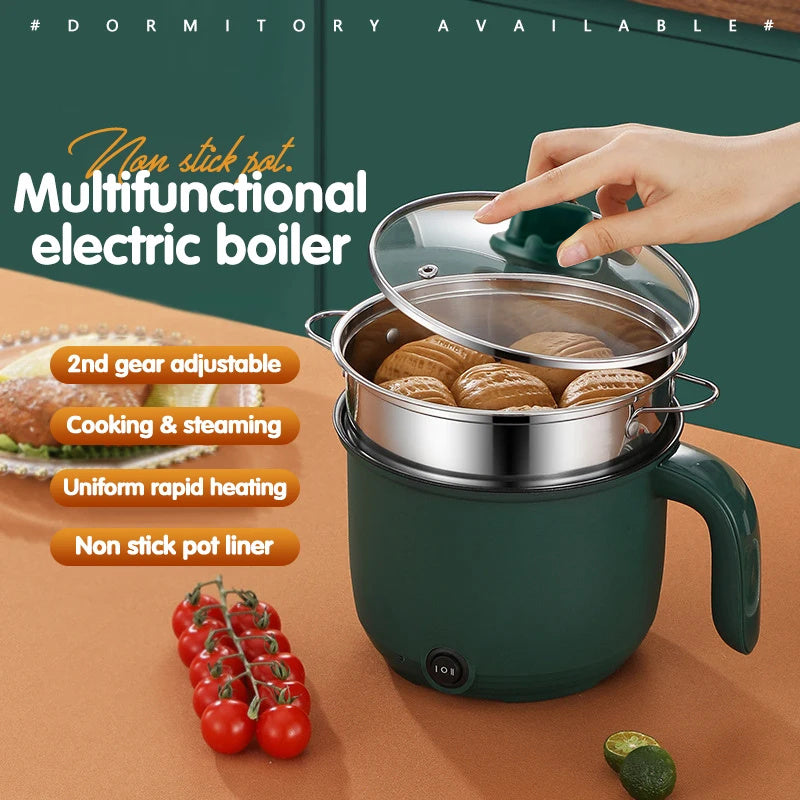 Nonstick 💥🔥Mini Electric Multi Cooker Pot.🍲 - Green - 1 L - ১ জনের খাবার রান্নার জন্য উপযোগী