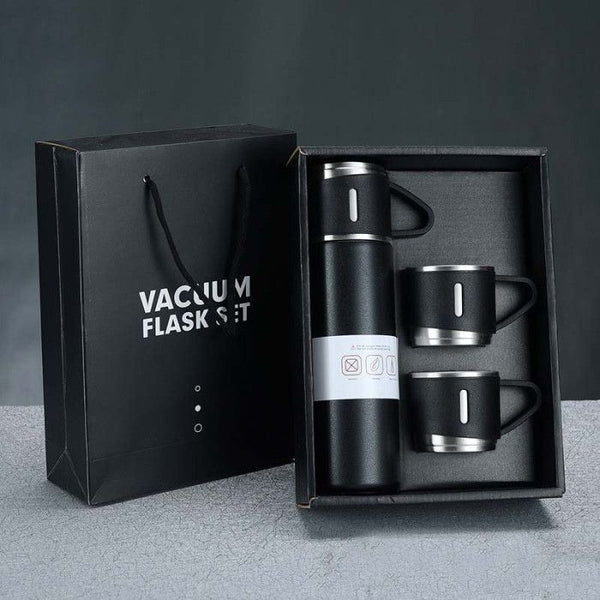 Vacuum Flask Set Drinking Water Bottle - 500ml - গরম পানি / চা / কফি / দুধ রাখার  ভেকাম ফ্লাস্ক - র‍্যান্ডম কালার