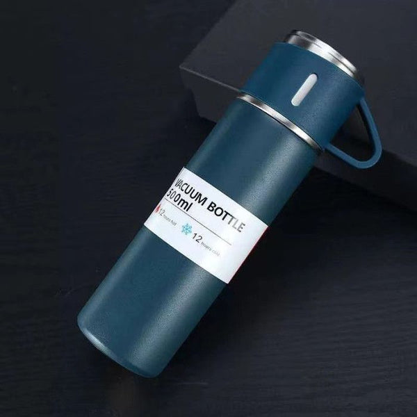 Vacuum Flask Set Drinking Water Bottle - 500ml - গরম পানি / চা / কফি / দুধ রাখার  ভেকাম ফ্লাস্ক - র‍্যান্ডম কালার