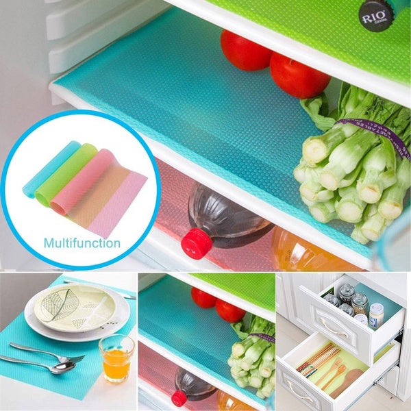 Washable Nonslip Refrigerator Mat - 4pcs Set । ( রেফ্রিজারেটর নন-স্লিপ ফ্রিজ ম্যাট  - ৪ পিস এর সেট ) - র‍্যান্ডম কালার