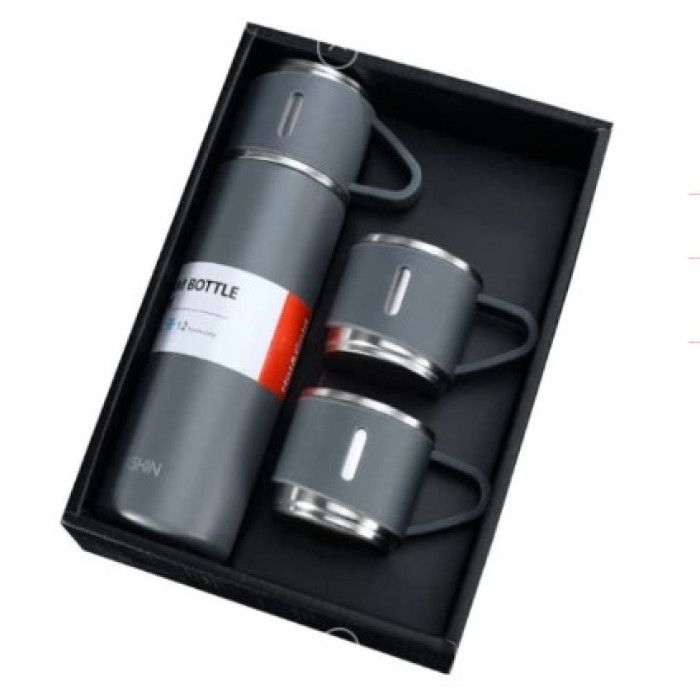 Vacuum Flask Set Drinking Water Bottle - 500ml - পানি / চা / কফি / দুধ গরম  রাখার  ভেকাম ফ্লাস্ক - র‍্যান্ডম কালার