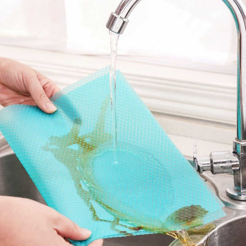 Washable Nonslip Refrigerator Mat - 4pcs Set । ( রেফ্রিজারেটর নন-স্লিপ ফ্রিজ ম্যাট  - ৪ পিস এর সেট ) - র‍্যান্ডম কালার