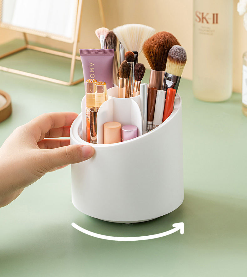360° Rotate Mini Cosmetic Organizer - ( প্রিমিয়াম মেকআপ ব্রাশ ও কসমেটিক অর্গানাইজার )