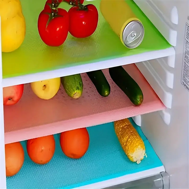 Washable Nonslip Refrigerator Mat - 4pcs Set । ( রেফ্রিজারেটর নন-স্লিপ ফ্রিজ ম্যাট  - ৪ পিস এর সেট ) - র‍্যান্ডম কালার