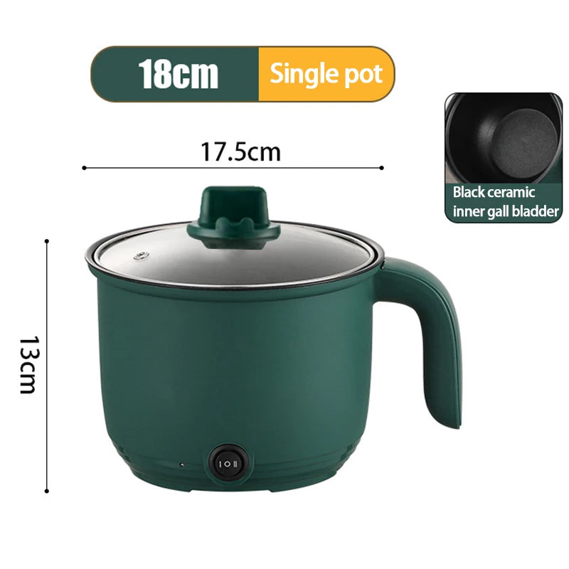 Nonstick 💥🔥Mini Electric Multi Cooker Pot.🍲 - Green - 1 L - ১ জনের খাবার রান্নার জন্য উপযোগী
