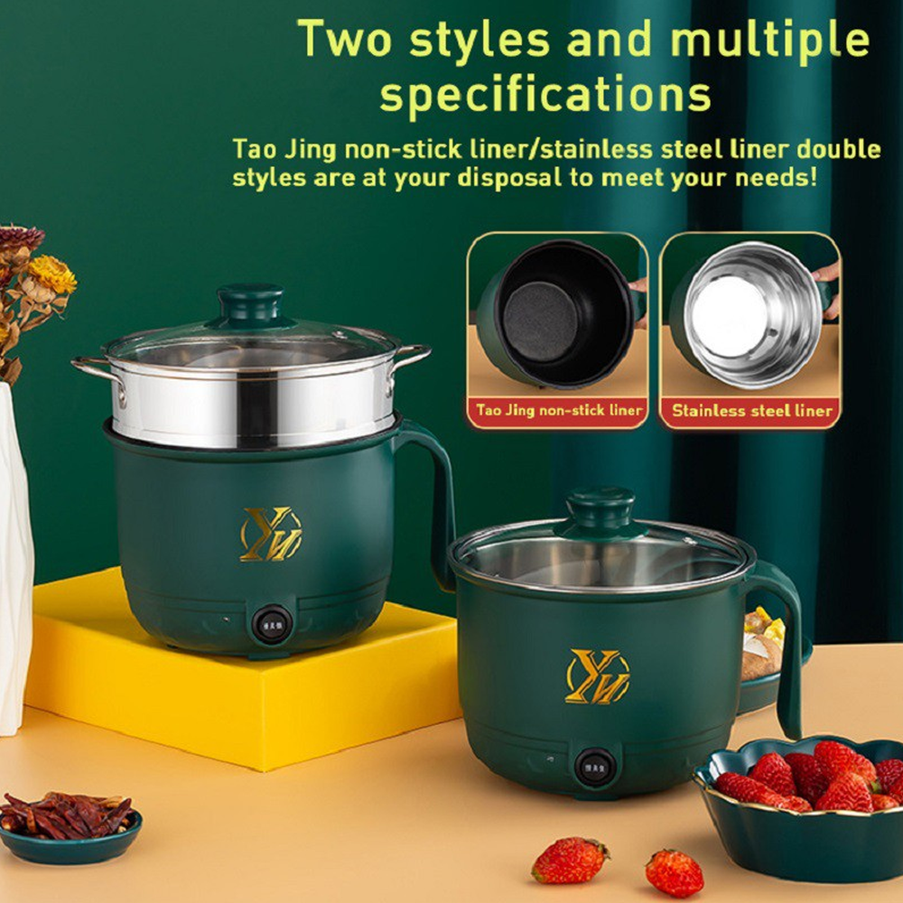 Nonstick 💥🔥Mini Electric Multi Cooker Pot.🍲 - Green - 1 L - ১ জনের খাবার রান্নার জন্য উপযোগী