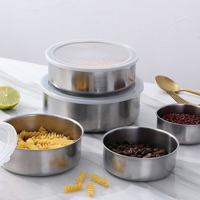 5 Pieces High Quality Steel Bowl Set / Bati Set With Lid - ৫ পিসের হাই কোয়ালিটি স্টিলের বাটি সেট