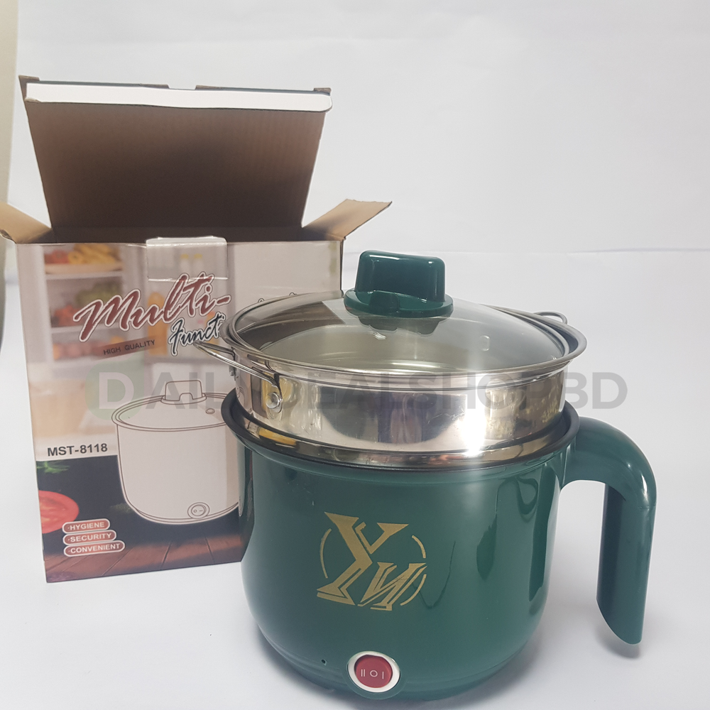 Nonstick 💥🔥Mini Electric Multi Cooker Pot.🍲 - Green - 1 L - ১ জনের খাবার রান্নার জন্য উপযোগী