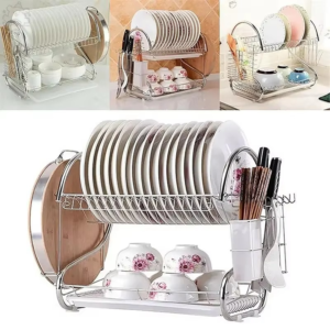 2 Layer Dish Drainer Rack Stainless Steel ( প্রিমিয়াম SS স্টিল এর দুই লেয়ার এর Kitchen ডিশ র্যাক )