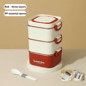 DailyCarry Lunch Box - 3 Layer - প্রতিদিনের অফিস/স্কুলের জন্য পারফেক্ট সঙ্গী - Red Cream