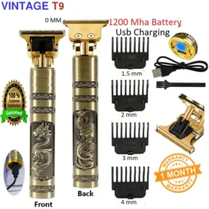 Vintage T9 Rechargeable Professional Hair Trimmer | ✂️ মাত্র কয়েক মিনিটেই নিজের লুক বদলে ফেলুন নিজের পছন্দমতো স্টাইল এ ( ১ পিস )
