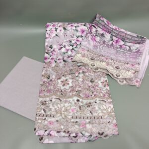 Premium Quality Unstitched Three Piece - Qalamkar - D3277