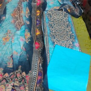 Premium Quality Unstitched Three Piece Coco - D2004 - Sky Blue